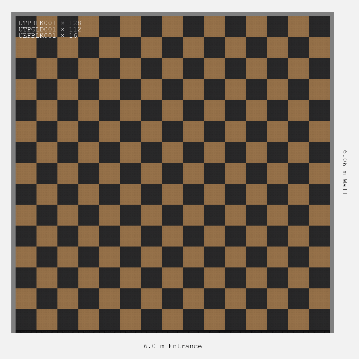 ULTRATUFF Chequer Design Jet Black Accent Trophy Gold
