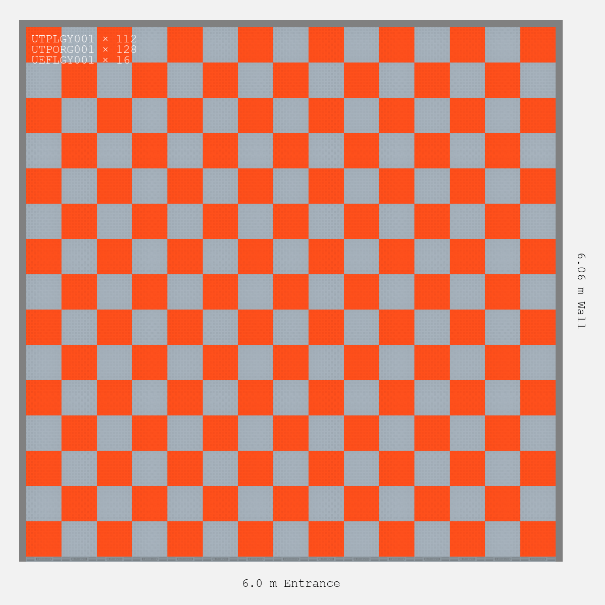 ULTRATUFF Chequer Design Silver Grey Accent Lava Orange