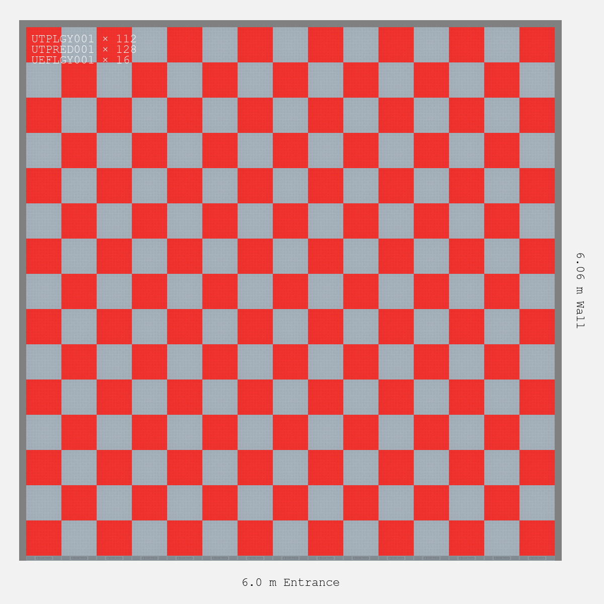 ULTRATUFF Chequer Design Silver Grey Accent Rosso Red