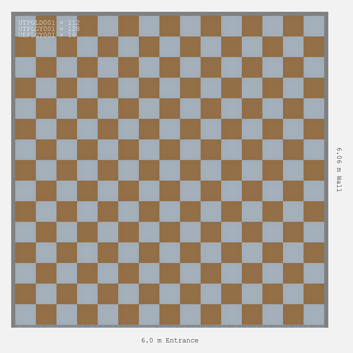 ULTRATUFF Chequer Design Silver Grey Accent Trophy Gold