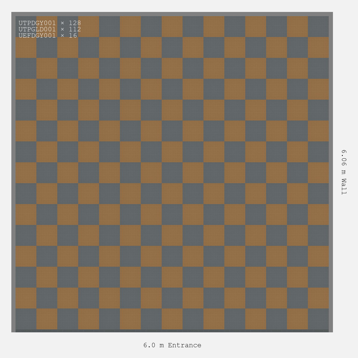ULTRATUFF Chequer Design Space Grey Accent Trophy Gold