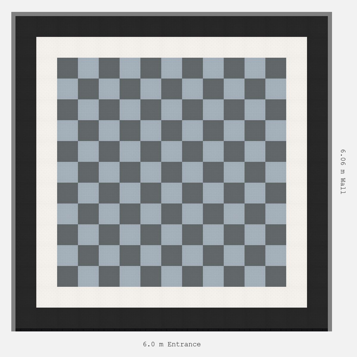 ULTRATUFF Double Border Chequer Infill Design Outer: Jet Black - Inner: Alpine White - Infill: Space Grey - Silver Grey