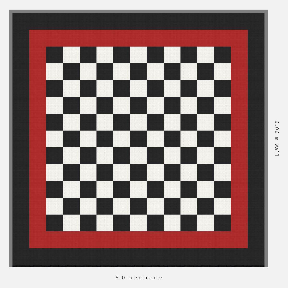 ULTRATUFF Double Border Chequer Infill Design Outer: Jet Black - Inner: Crimson Red - Infill: Jet Black - Alpine White