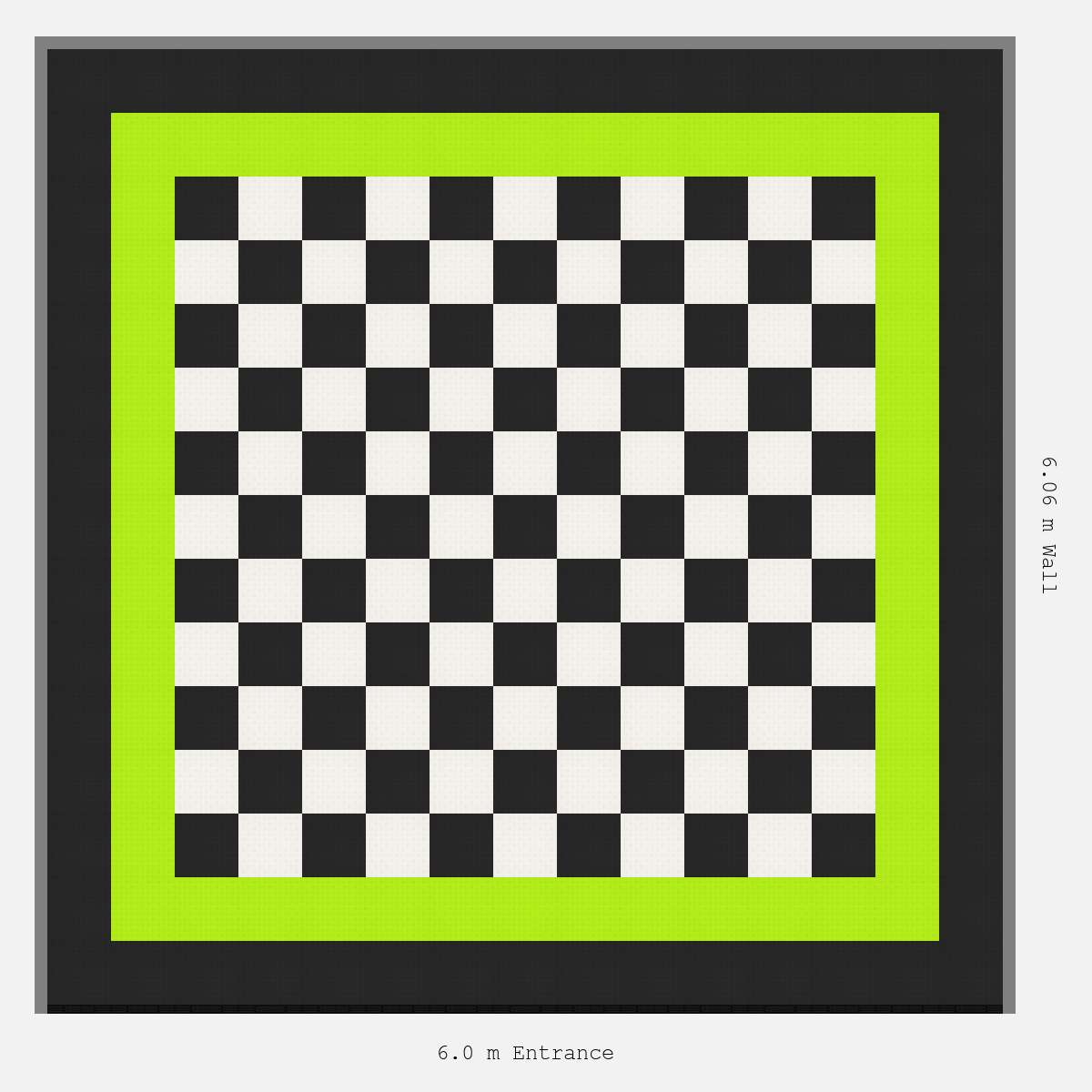 ULTRATUFF Double Border Chequer Infill Design Outer: Jet Black - Inner: Electric Green - Infill: Jet Black - Alpine White