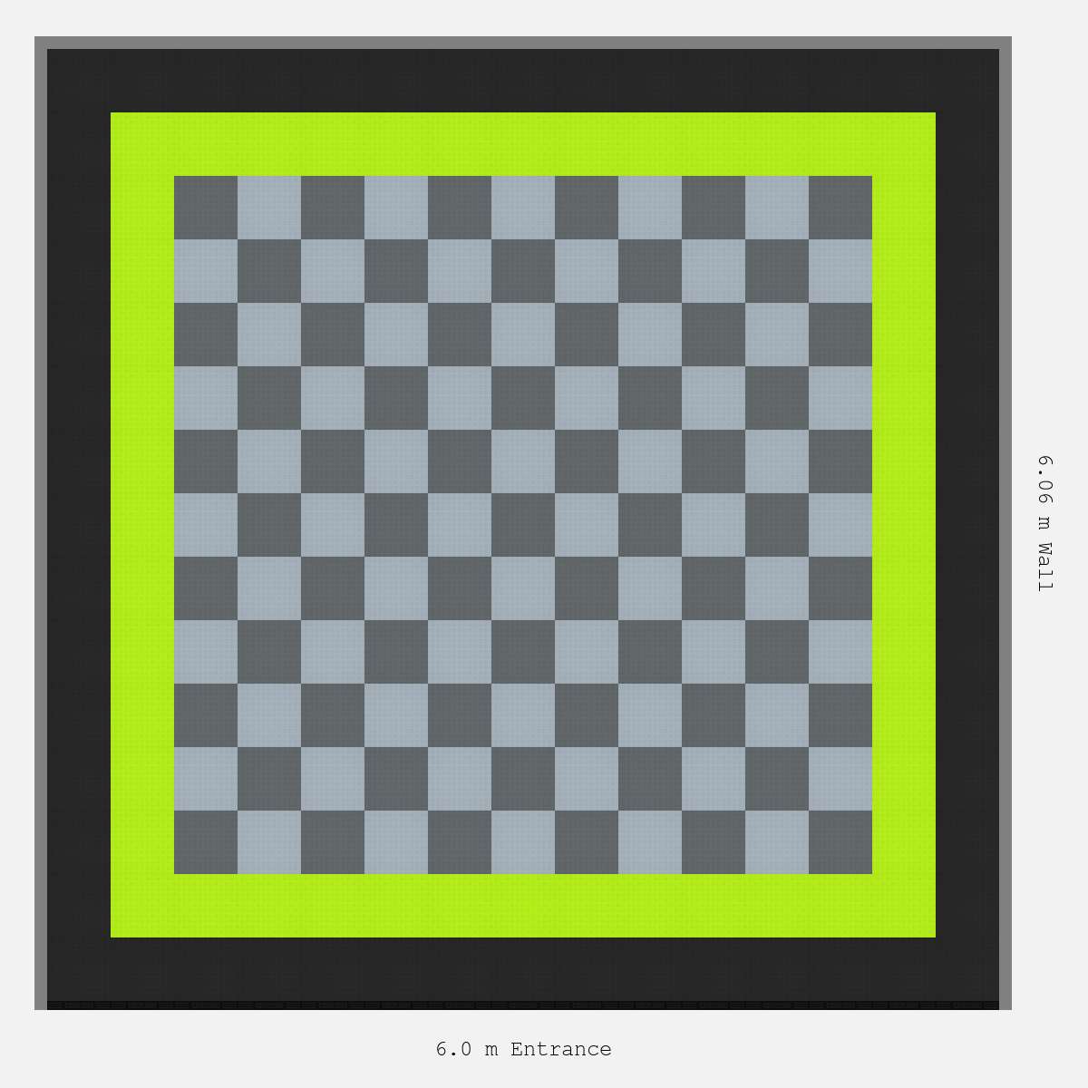 ULTRATUFF Double Border Chequer Infill Design Outer: Jet Black - Inner: Electric Green - Infill: Space Grey - Silver Grey