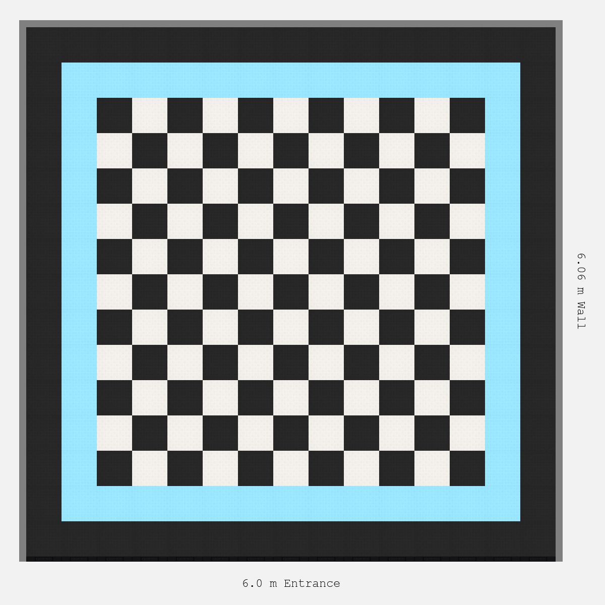 ULTRATUFF Double Border Chequer Infill Design Outer: Jet Black - Inner: Gulf Blue - Infill: Jet Black - Alpine White