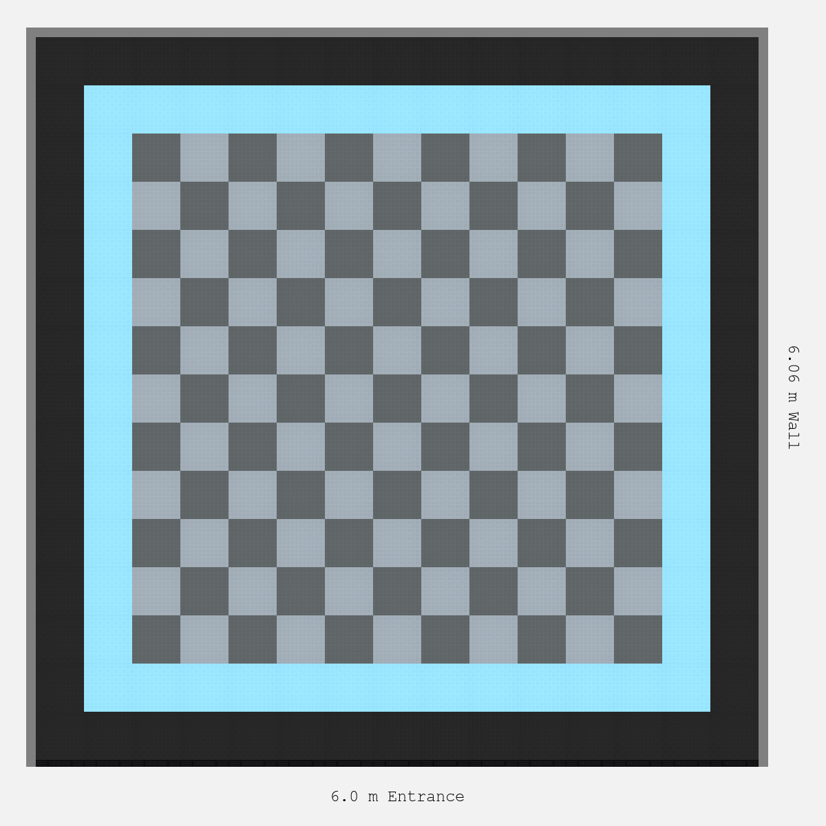 ULTRATUFF Double Border Chequer Infill Design Outer: Jet Black - Inner: Gulf Blue - Infill: Space Grey - Silver Grey