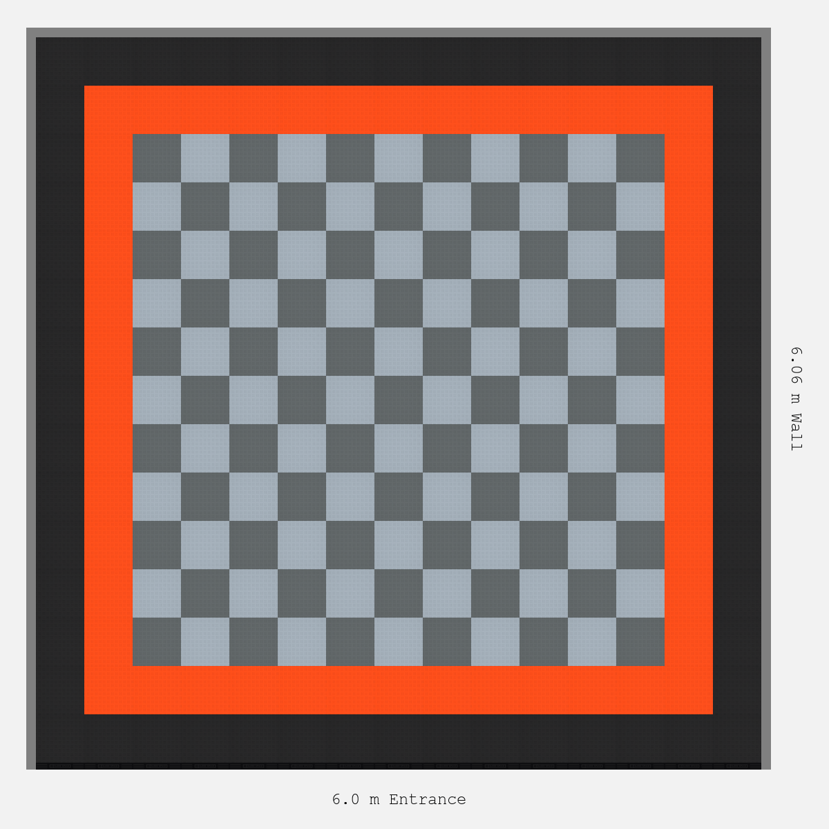ULTRATUFF Double Border Chequer Infill Design Outer: Jet Black - Inner: Lava Orange - Infill: Space Grey - Silver Grey