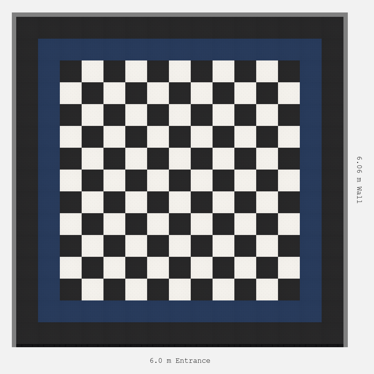 ULTRATUFF Double Border Chequer Infill Design Outer: Jet Black - Inner: Night Blue - Infill: Jet Black - Alpine White