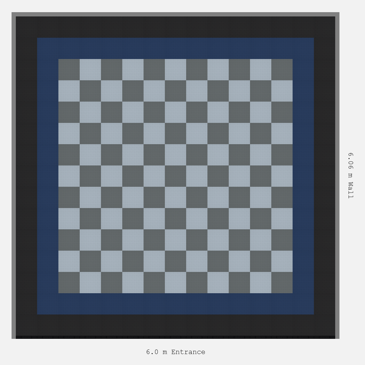 ULTRATUFF Double Border Chequer Infill Design Outer: Jet Black - Inner: Night Blue - Infill: Space Grey - Silver Grey