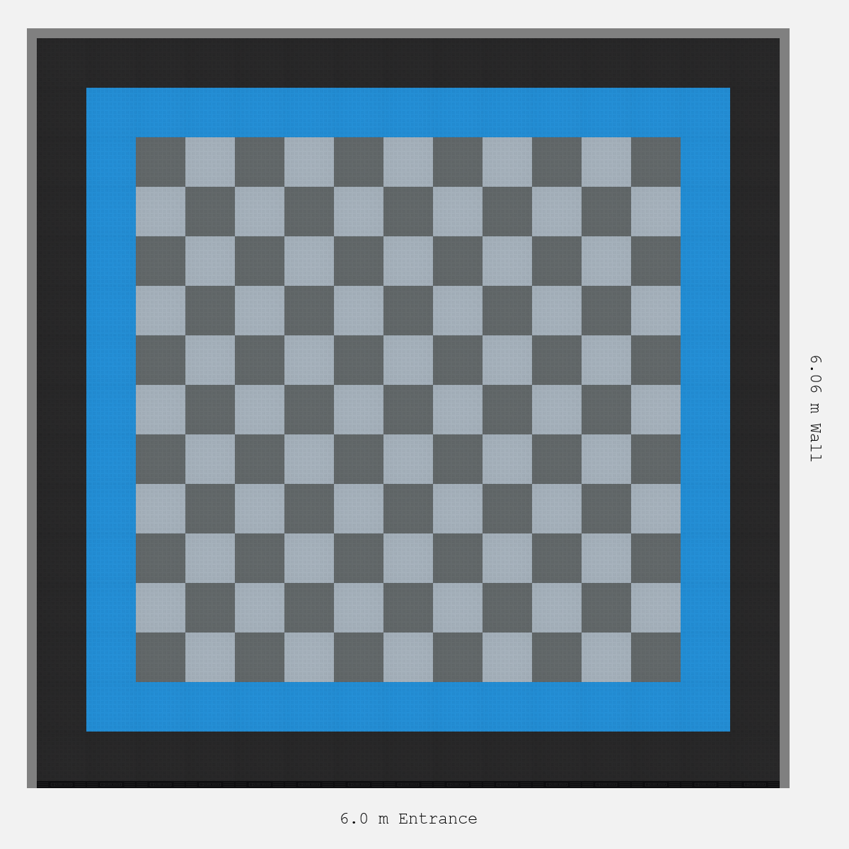 ULTRATUFF Double Border Chequer Infill Design Outer: Jet Black - Inner: Riviera Blue - Infill: Space Grey - Silver Grey