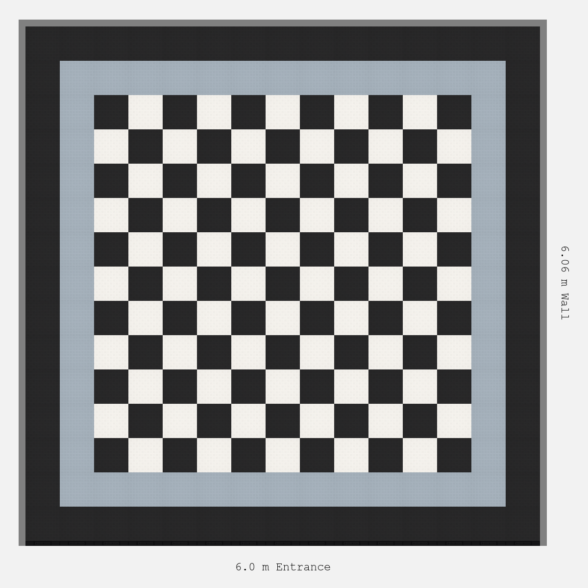 ULTRATUFF Double Border Chequer Infill Design Outer: Jet Black - Inner: Silver Grey - Infill: Jet Black - Alpine White