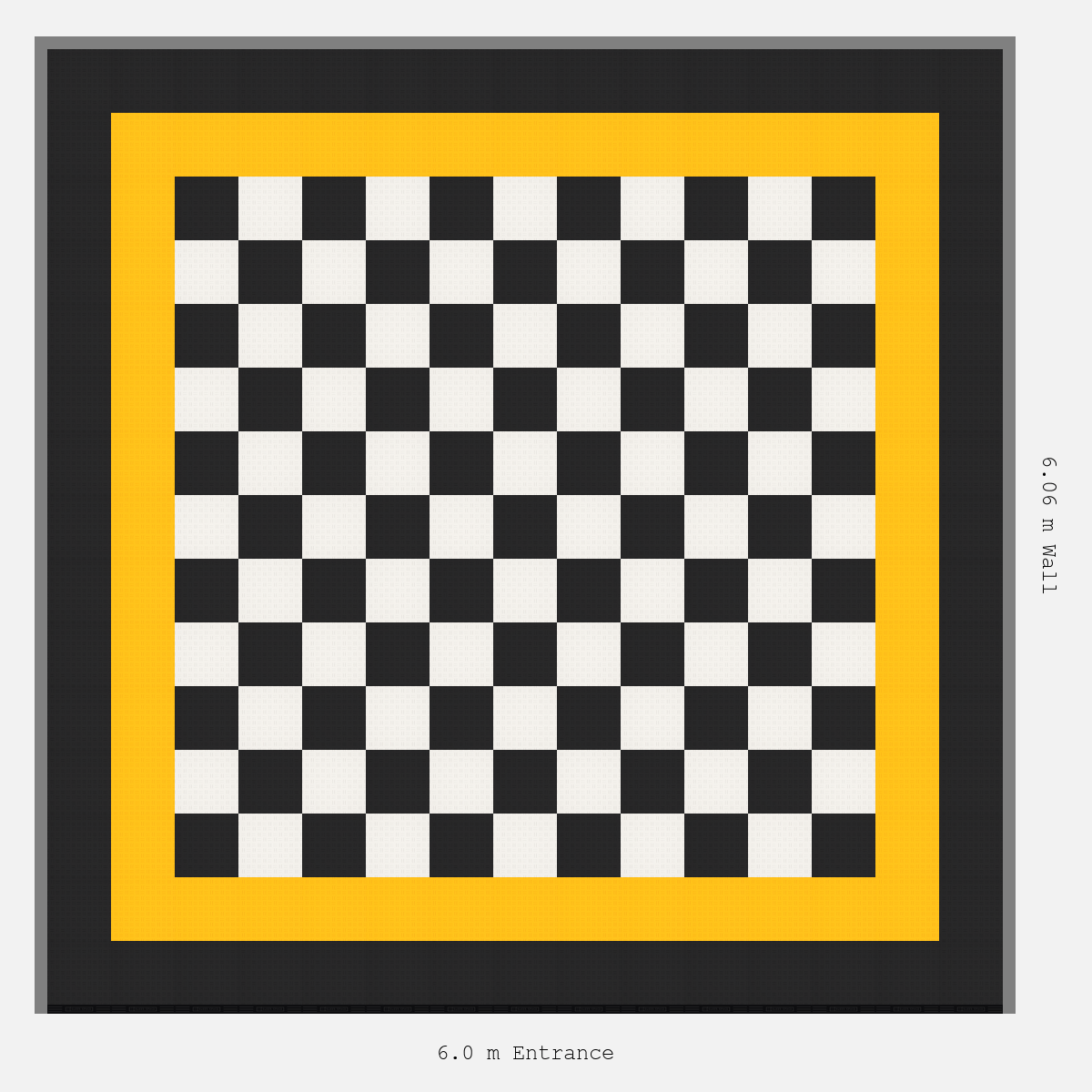ULTRATUFF Double Border Chequer Infill Design Outer: Jet Black - Inner: Speed Yellow - Infill: Jet Black - Alpine White