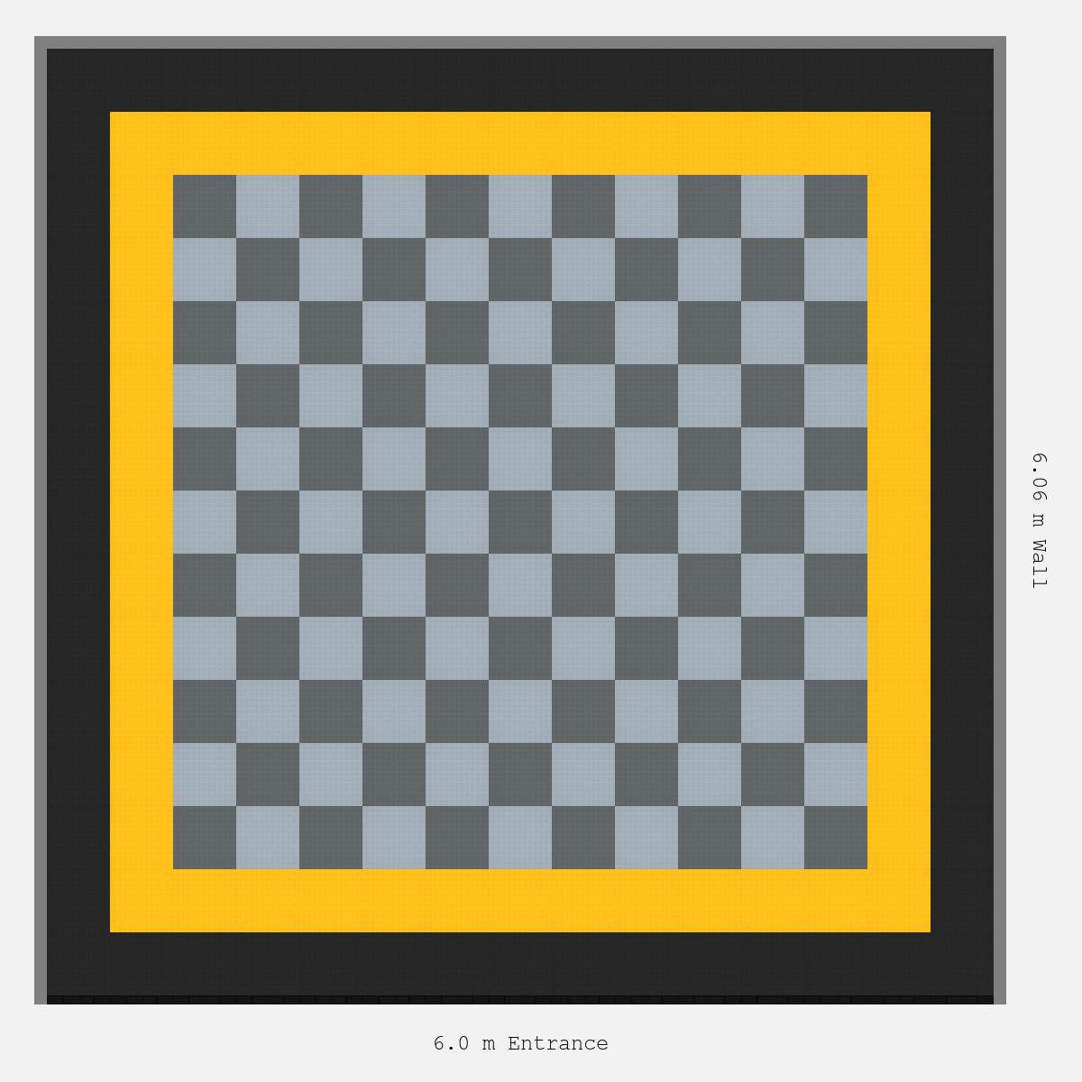 ULTRATUFF Double Border Chequer Infill Design Outer: Jet Black - Inner: Speed Yellow - Infill: Space Grey - Silver Grey
