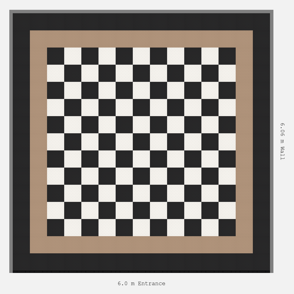 ULTRATUFF Double Border Chequer Infill Design Outer: Jet Black - Inner: Stone Beige - Infill: Jet Black - Alpine White