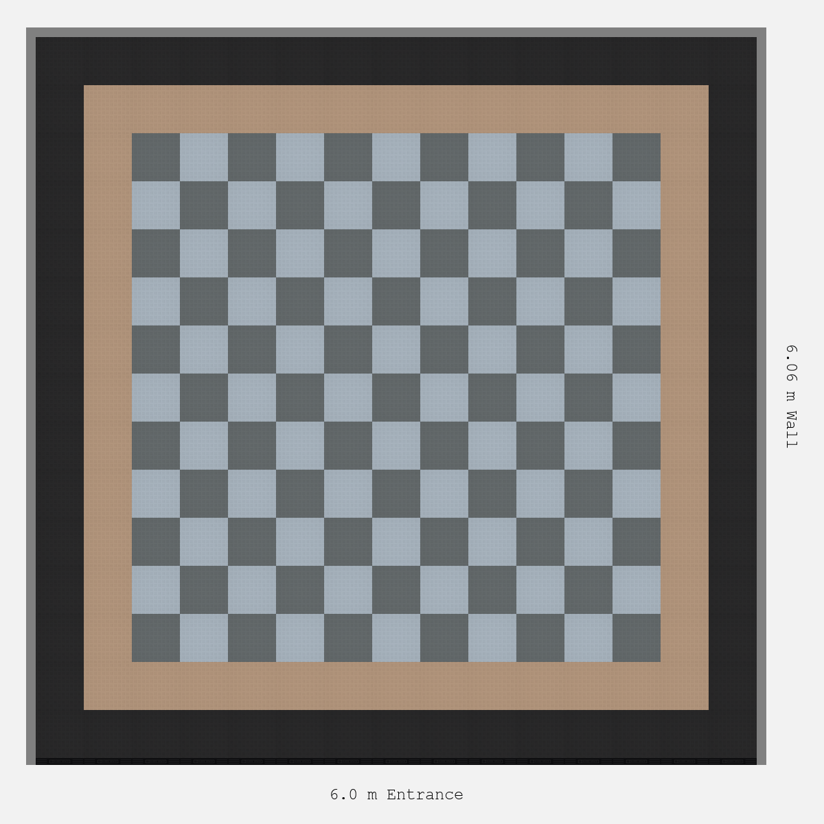 ULTRATUFF Double Border Chequer Infill Design Outer: Jet Black - Inner: Stone Beige - Infill: Space Grey - Silver Grey