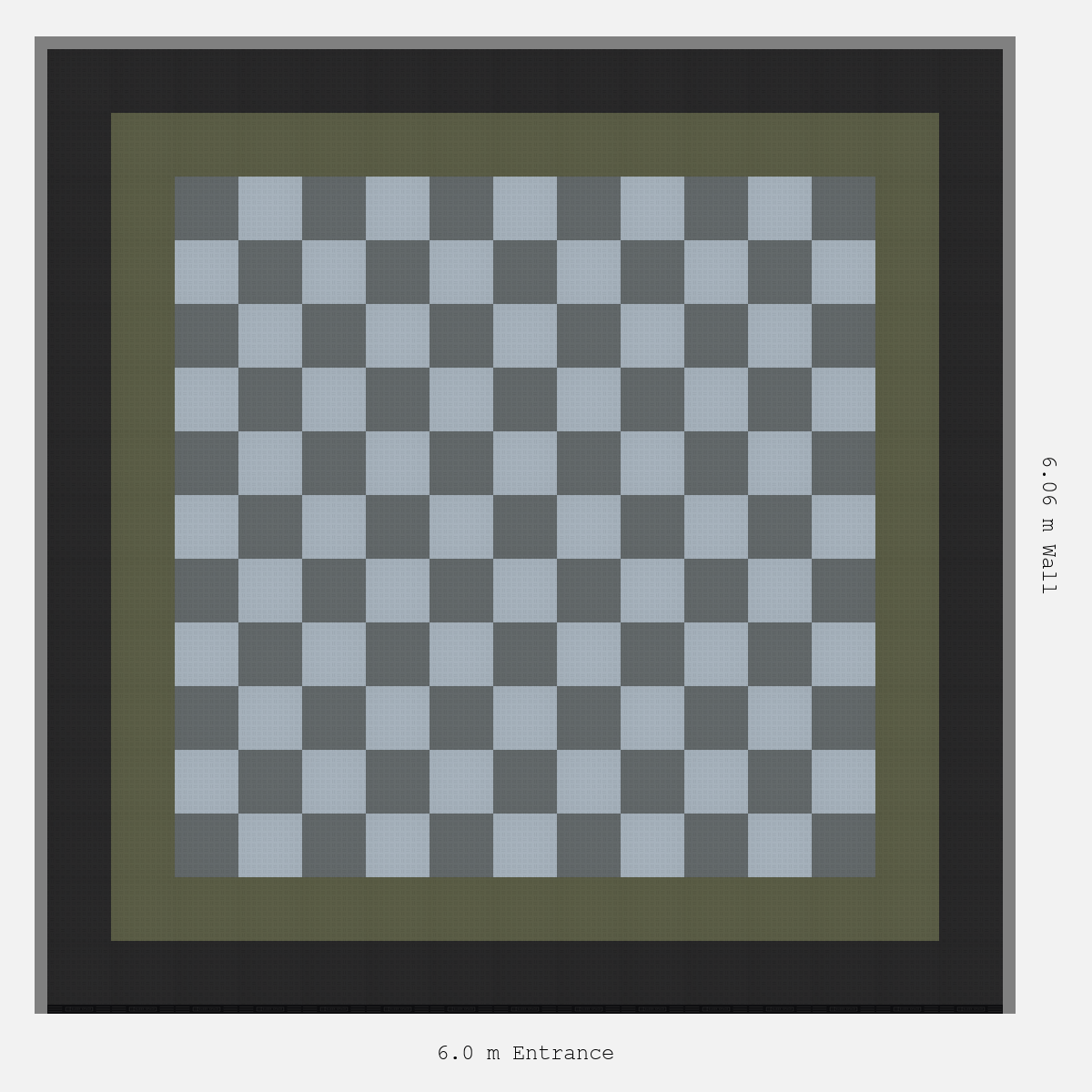 ULTRATUFF Double Border Chequer Infill Design Outer: Jet Black - Inner: Tactical Olive - Infill: Space Grey - Silver Grey