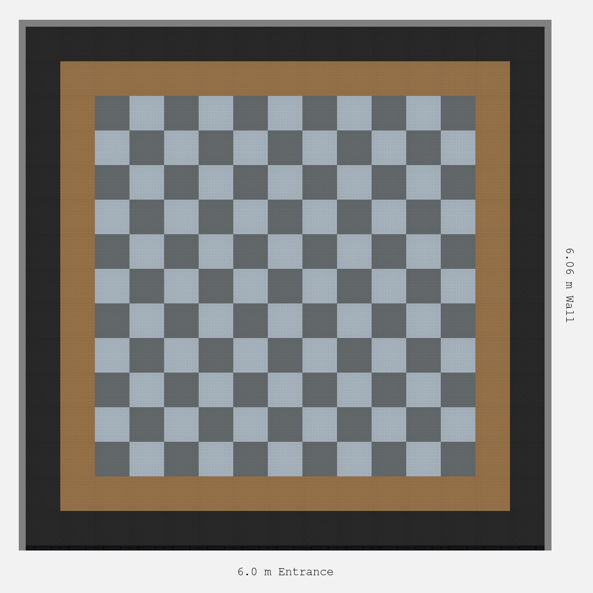 ULTRATUFF Double Border Chequer Infill Design Outer: Jet Black - Inner: Trophy Gold - Infill: Space Grey - Silver Grey