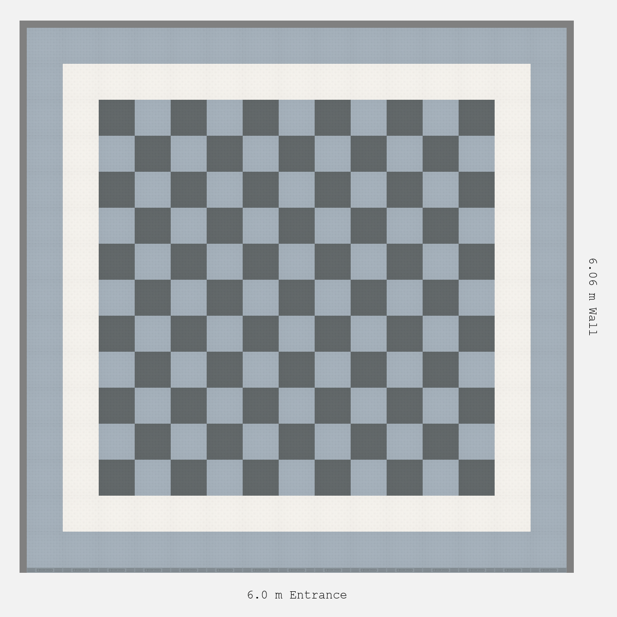 ULTRATUFF Double Border Chequer Infill Design Outer: Silver Grey - Inner: Alpine White - Infill: Space Grey - Silver Grey