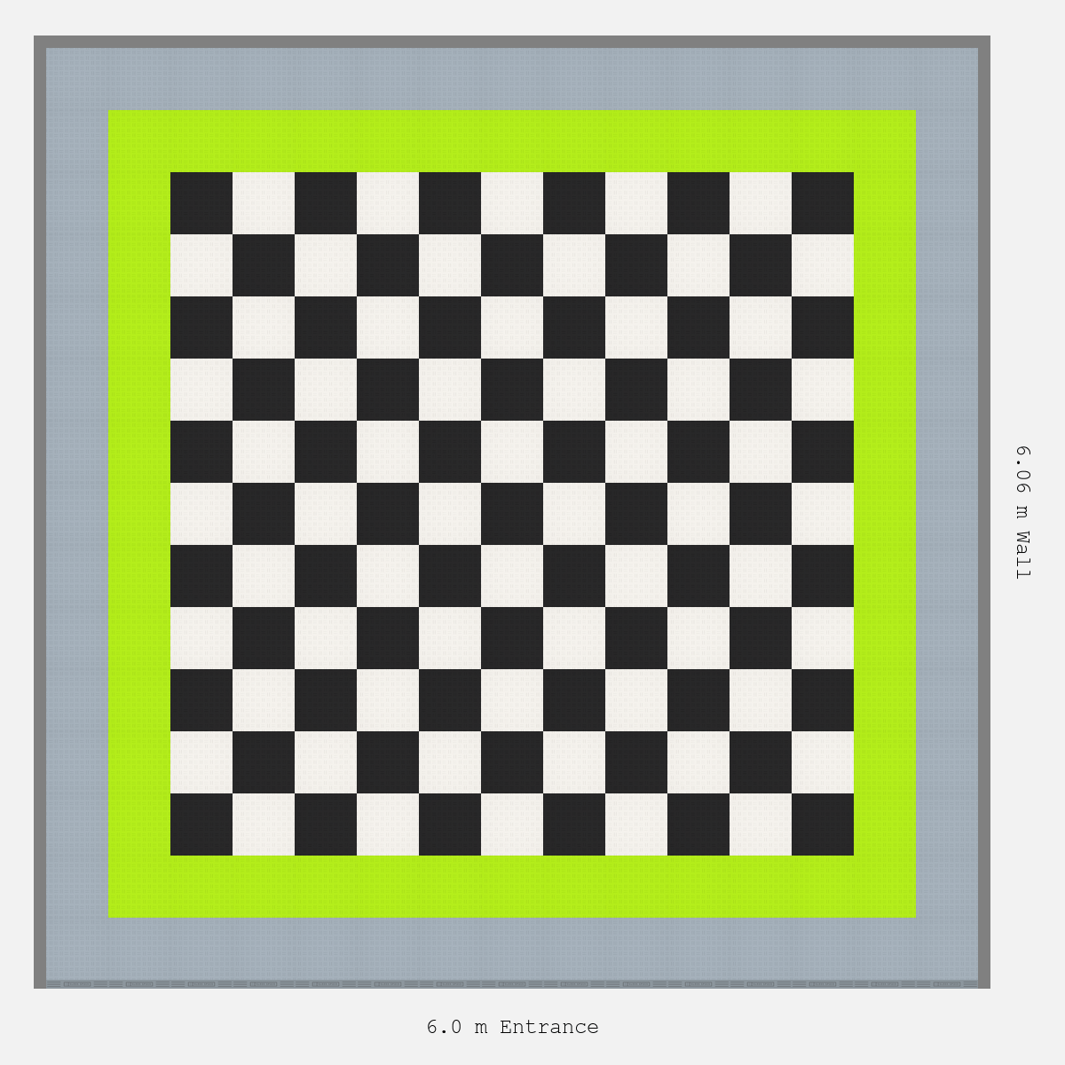 ULTRATUFF Double Border Chequer Infill Design Outer: Silver Grey - Inner: Electric Green - Infill: Jet Black - Alpine White