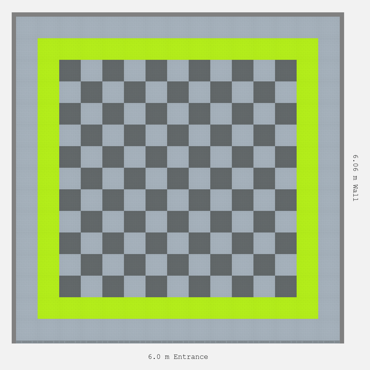 ULTRATUFF Double Border Chequer Infill Design Outer: Silver Grey - Inner: Electric Green - Infill: Space Grey - Silver Grey