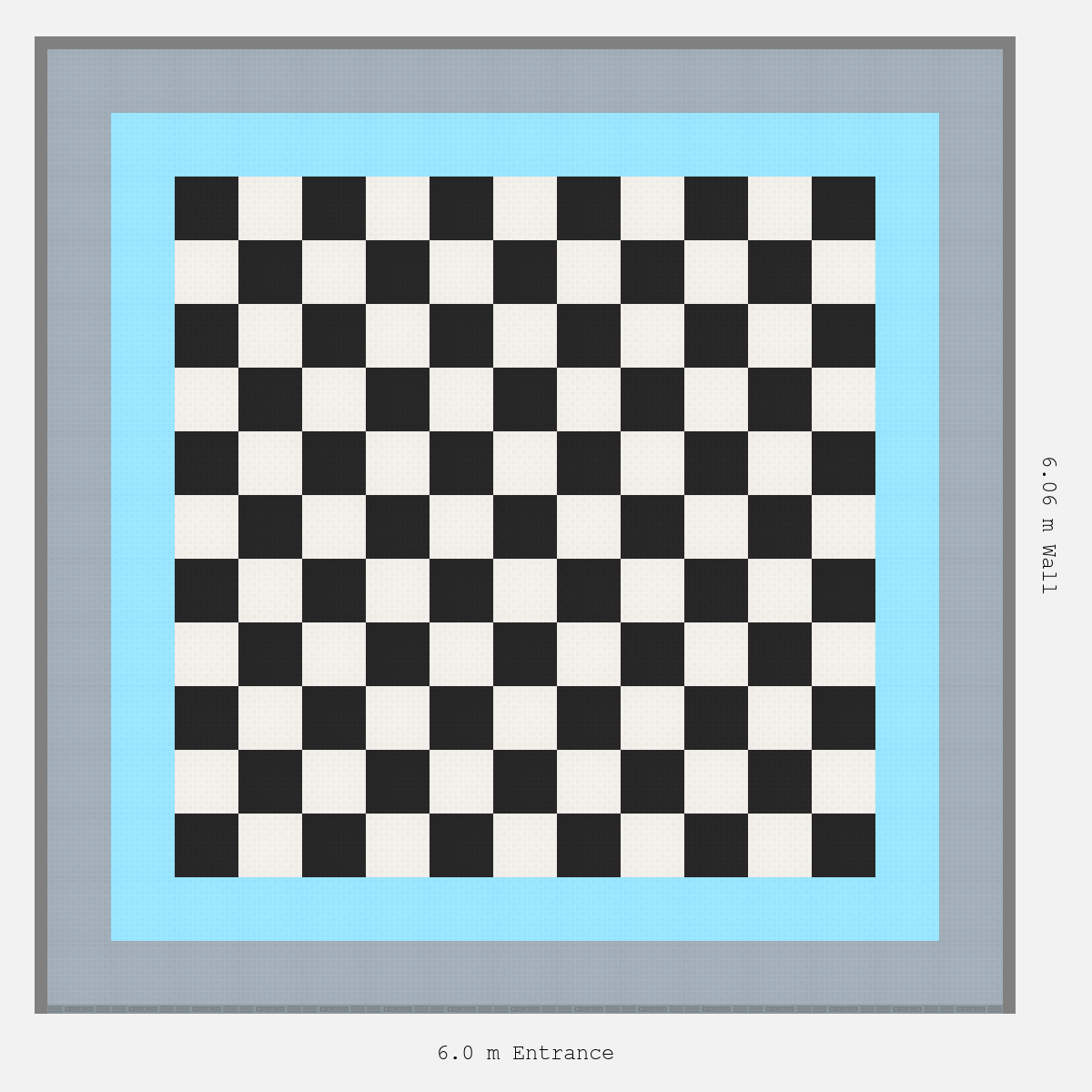 ULTRATUFF Double Border Chequer Infill Design Outer: Silver Grey - Inner: Gulf Blue - Infill: Jet Black - Alpine White