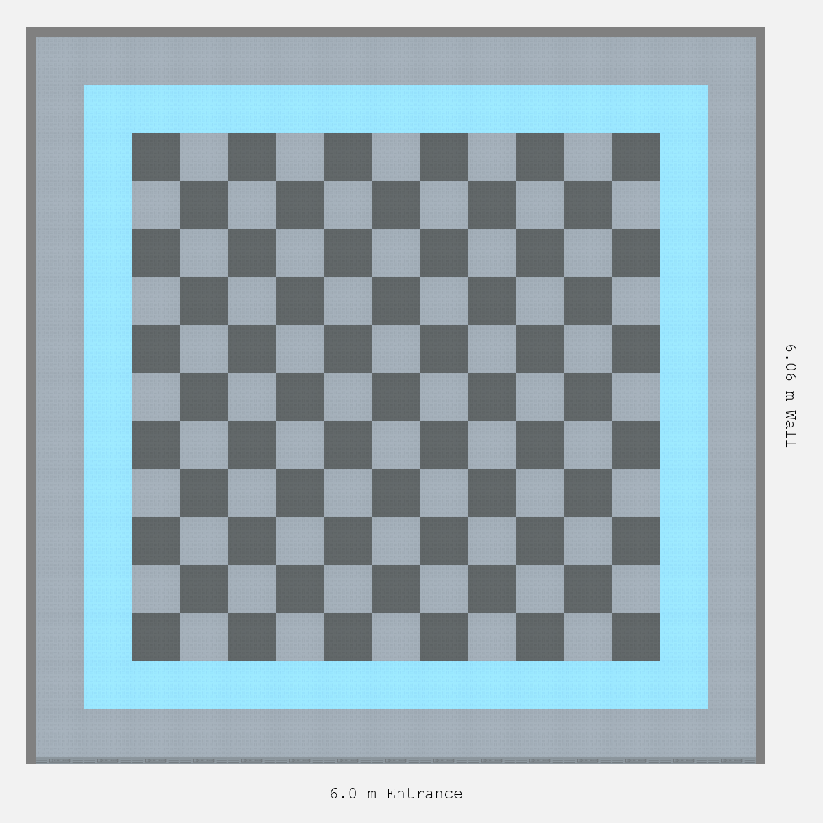 ULTRATUFF Double Border Chequer Infill Design Outer: Silver Grey - Inner: Gulf Blue - Infill: Space Grey - Silver Grey