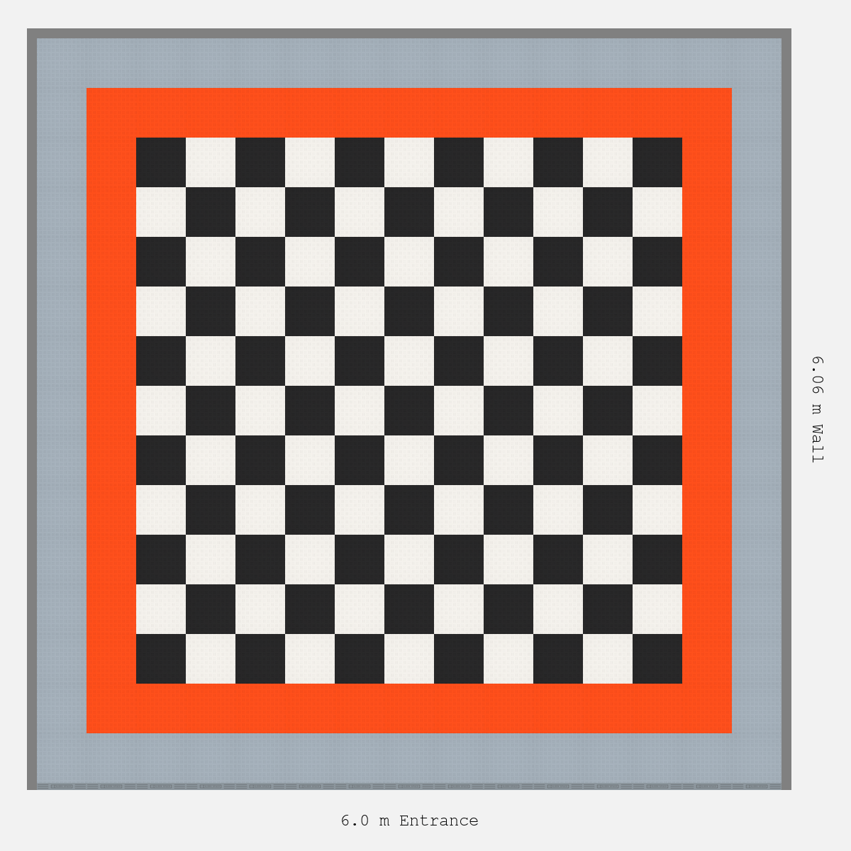 ULTRATUFF Double Border Chequer Infill Design Outer: Silver Grey - Inner: Lava Orange - Infill: Jet Black - Alpine White