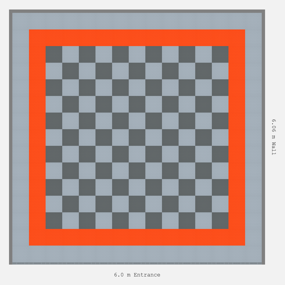 ULTRATUFF Double Border Chequer Infill Design Outer: Silver Grey - Inner: Lava Orange - Infill: Space Grey - Silver Grey