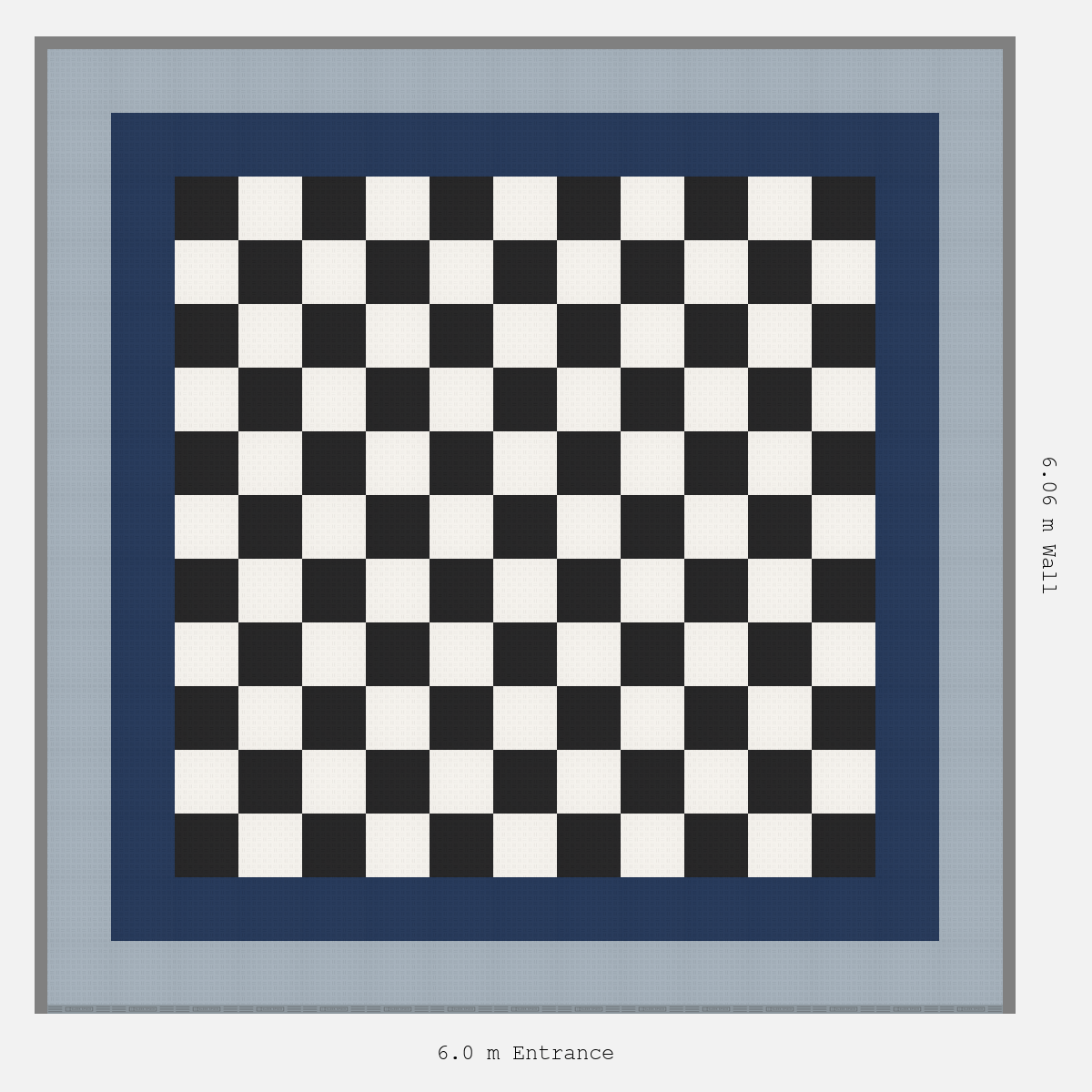 ULTRATUFF Double Border Chequer Infill Design Outer: Silver Grey - Inner: Night Blue - Infill: Jet Black - Alpine White