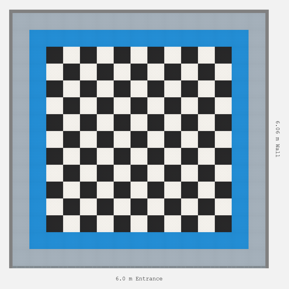 ULTRATUFF Double Border Chequer Infill Design Outer: Silver Grey - Inner: Riviera Blue - Infill: Jet Black - Alpine White