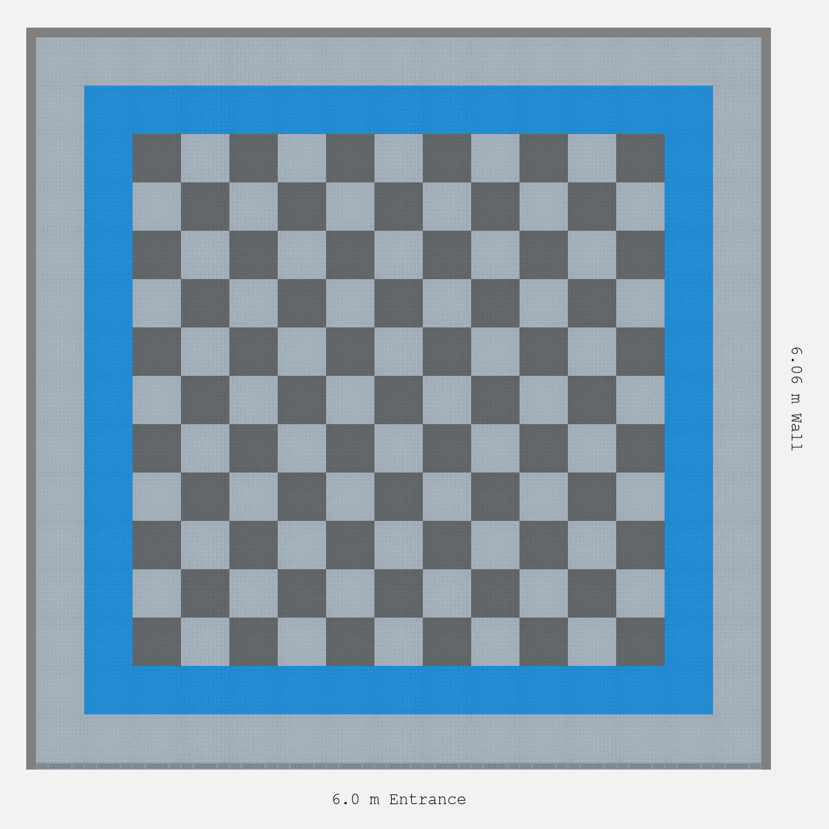 ULTRATUFF Double Border Chequer Infill Design Outer: Silver Grey - Inner: Riviera Blue - Infill: Space Grey - Silver Grey
