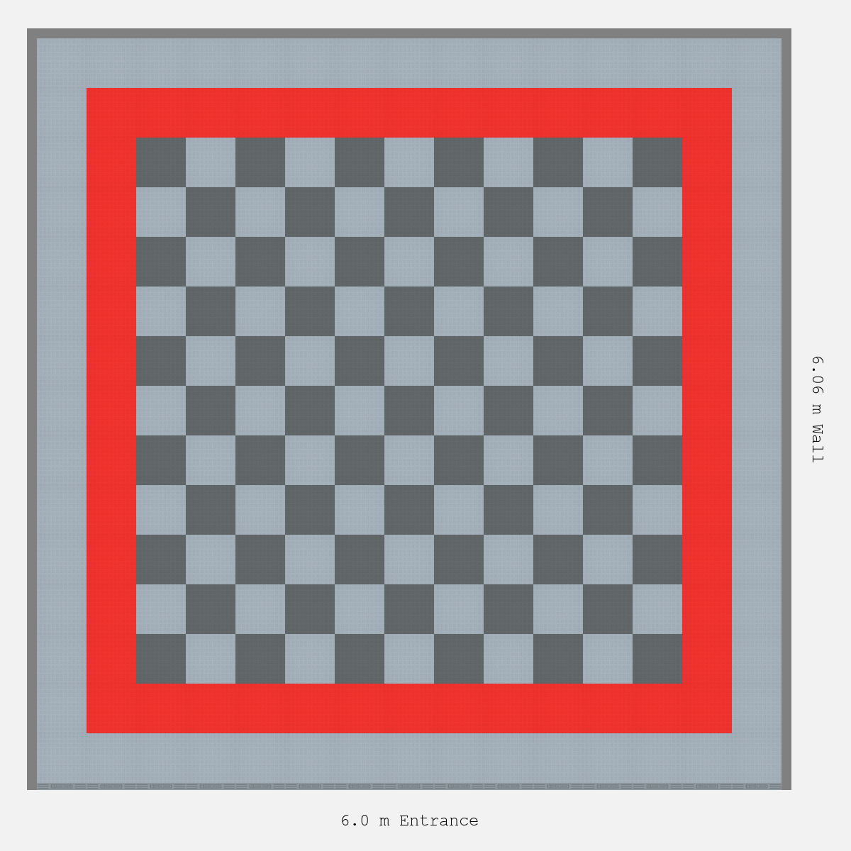 ULTRATUFF Double Border Chequer Infill Design Outer: Silver Grey - Inner: Rosso Red - Infill: Space Grey - Silver Grey