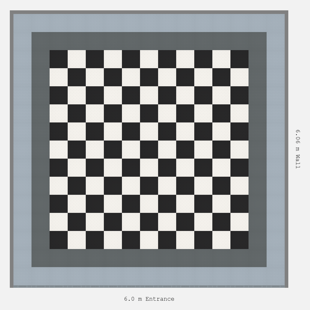 ULTRATUFF Double Border Chequer Infill Design Outer: Silver Grey - Inner: Space Grey - Infill: Jet Black - Alpine White