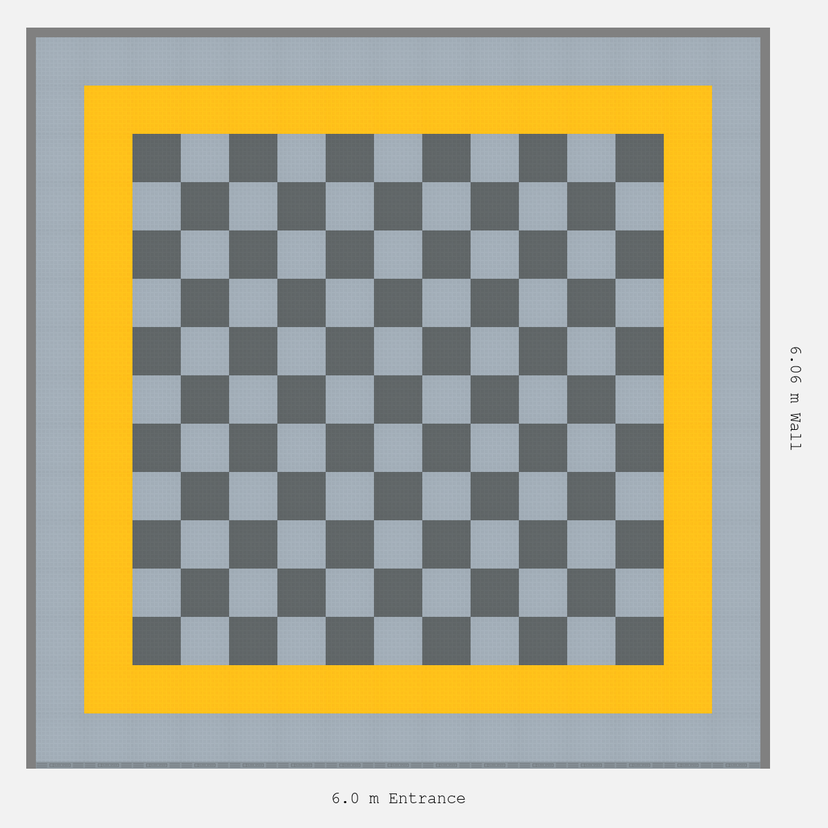 ULTRATUFF Double Border Chequer Infill Design Outer: Silver Grey - Inner: Speed Yellow - Infill: Space Grey - Silver Grey