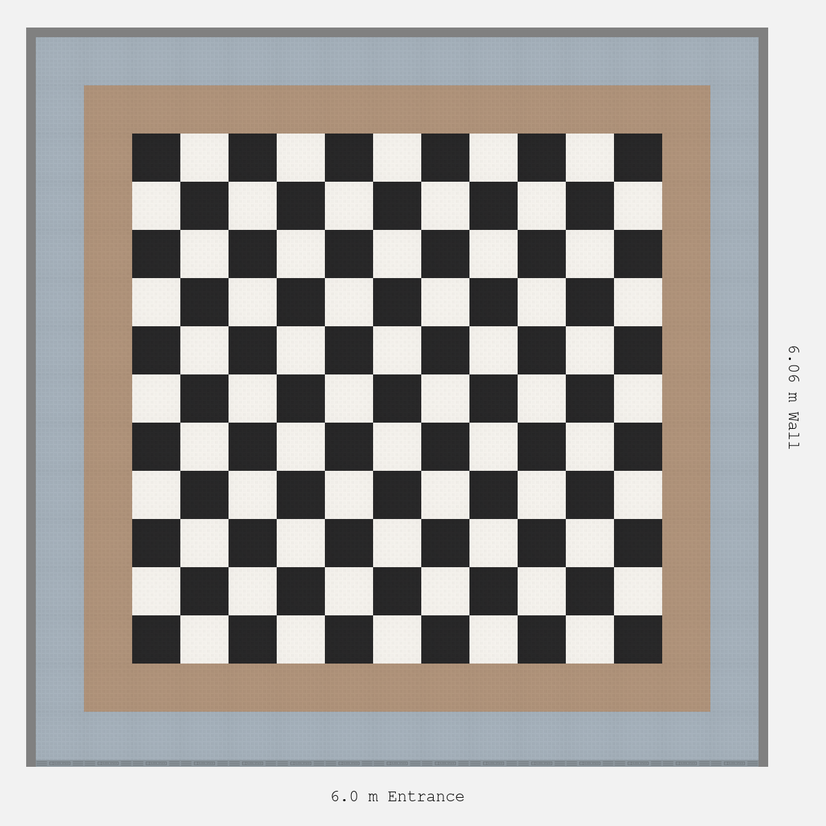 ULTRATUFF Double Border Chequer Infill Design Outer: Silver Grey - Inner: Stone Beige - Infill: Jet Black - Alpine White