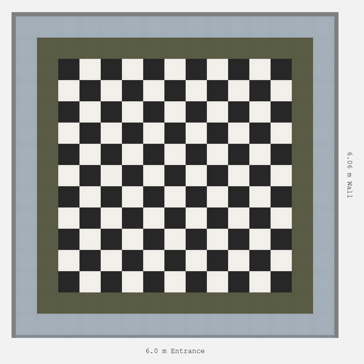 ULTRATUFF Double Border Chequer Infill Design Outer: Silver Grey - Inner: Tactical Olive - Infill: Jet Black - Alpine White