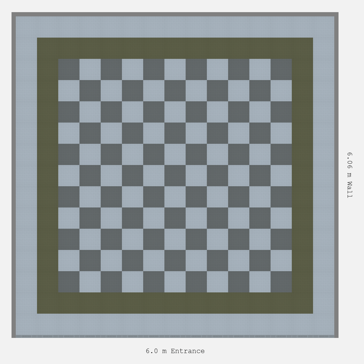 ULTRATUFF Double Border Chequer Infill Design Outer: Silver Grey - Inner: Tactical Olive - Infill: Space Grey - Silver Grey