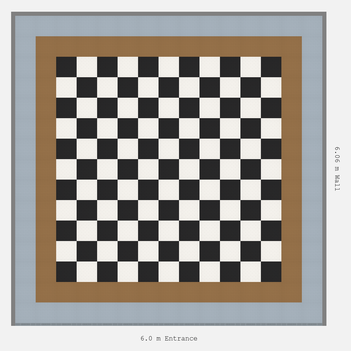 ULTRATUFF Double Border Chequer Infill Design Outer: Silver Grey - Inner: Trophy Gold - Infill: Jet Black - Alpine White