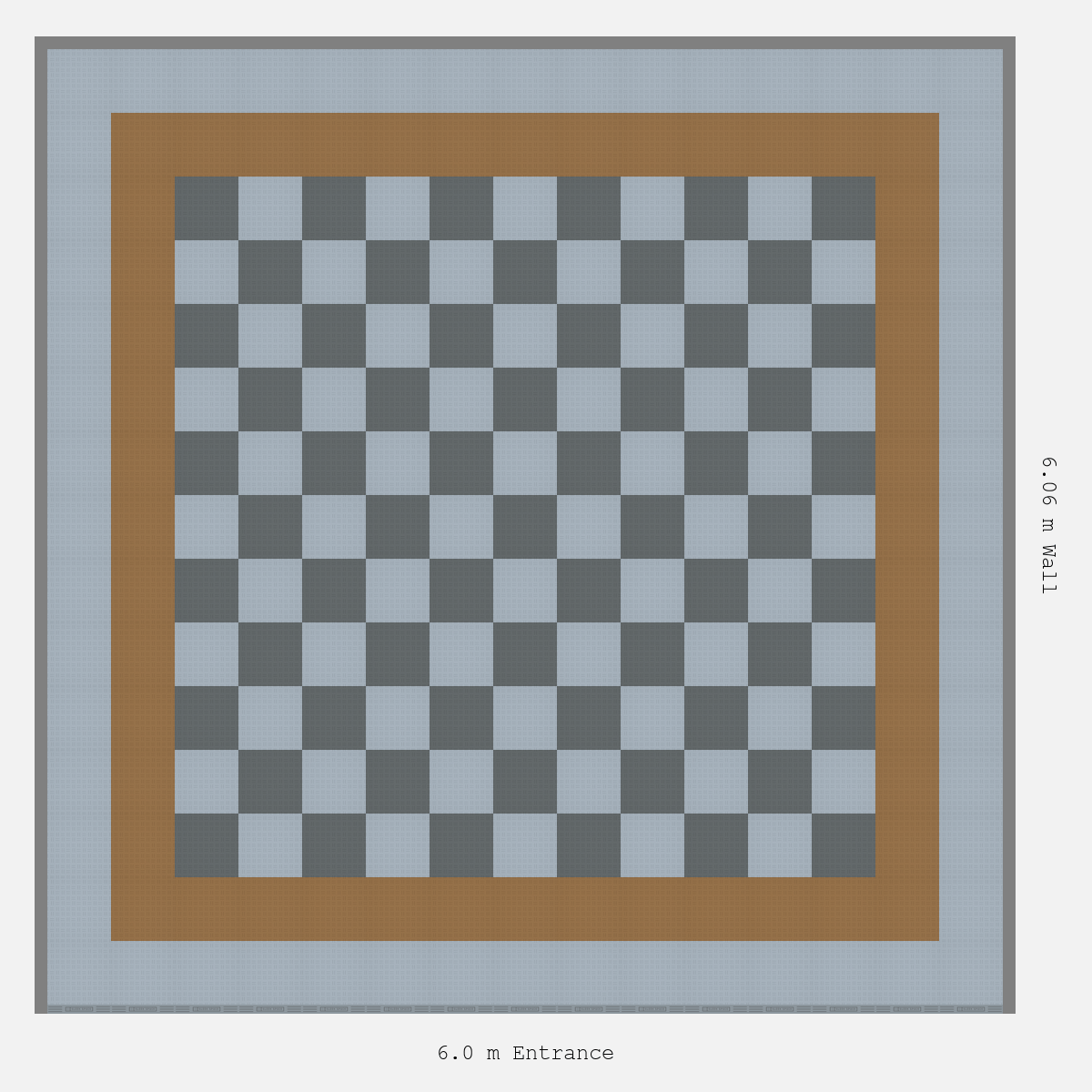 ULTRATUFF Double Border Chequer Infill Design Outer: Silver Grey - Inner: Trophy Gold - Infill: Space Grey - Silver Grey