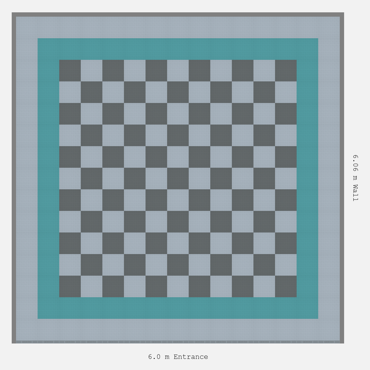 ULTRATUFF Double Border Chequer Infill Design Outer: Silver Grey - Inner: Turbo Teal - Infill: Space Grey - Silver Grey