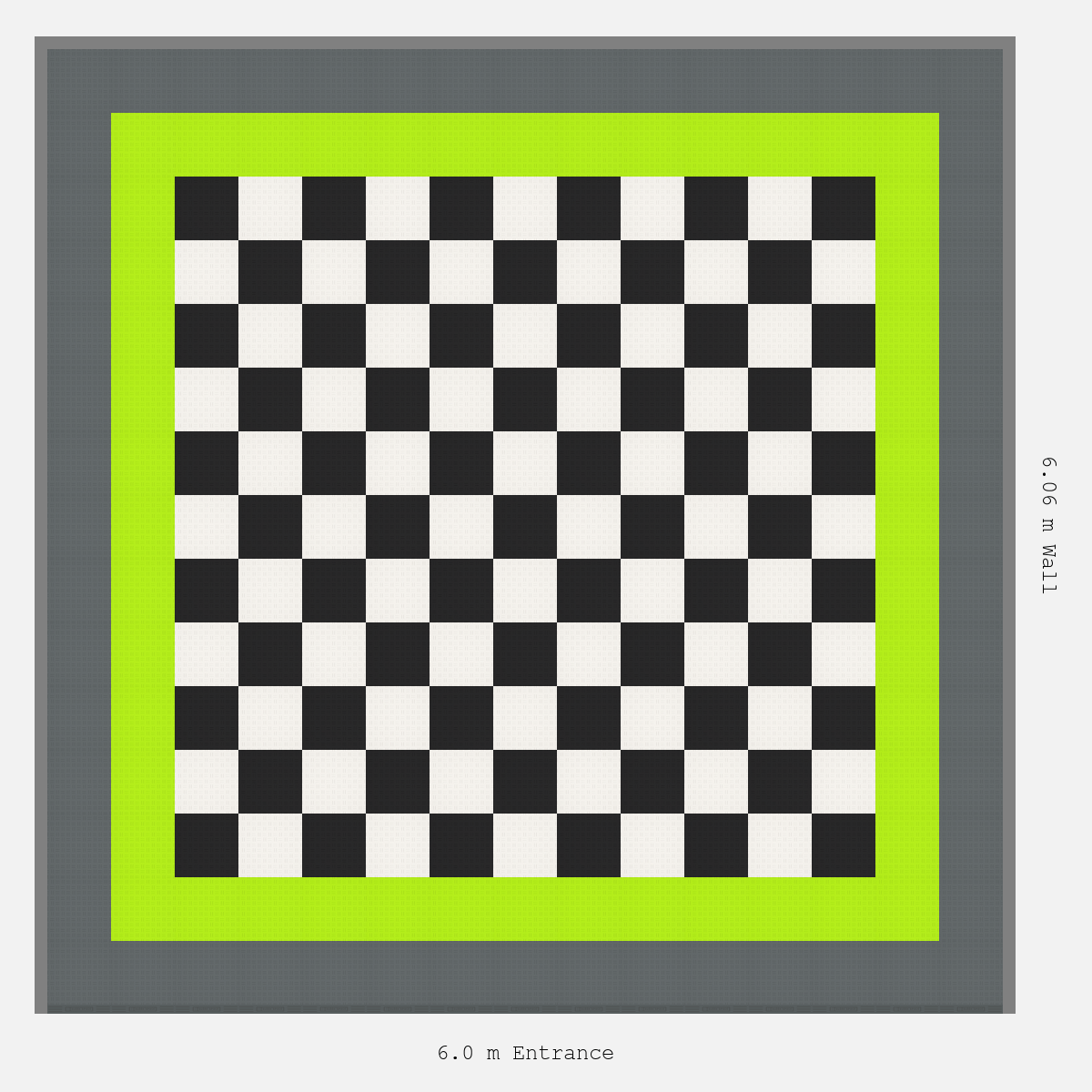 ULTRATUFF Double Border Chequer Infill Design Outer: Space Grey - Inner: Electric Green - Infill: Jet Black - Alpine White