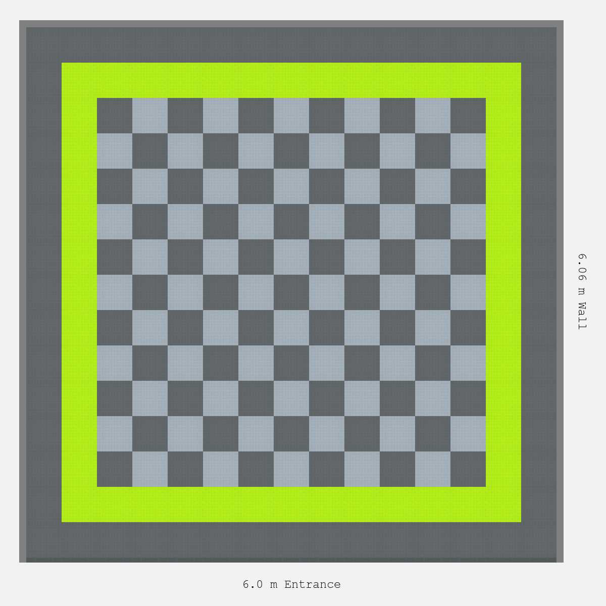 ULTRATUFF Double Border Chequer Infill Design Outer: Space Grey - Inner: Electric Green - Infill: Space Grey - Silver Grey