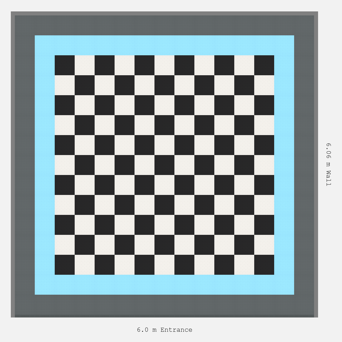 ULTRATUFF Double Border Chequer Infill Design Outer: Space Grey - Inner: Gulf Blue - Infill: Jet Black - Alpine White