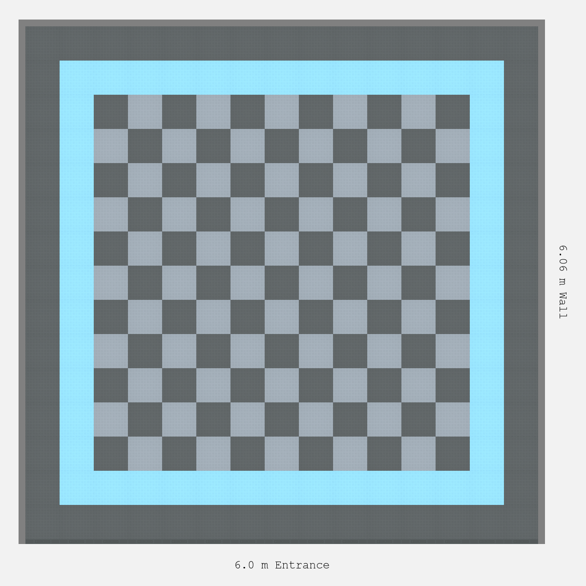 ULTRATUFF Double Border Chequer Infill Design Outer: Space Grey - Inner: Gulf Blue - Infill: Space Grey - Silver Grey