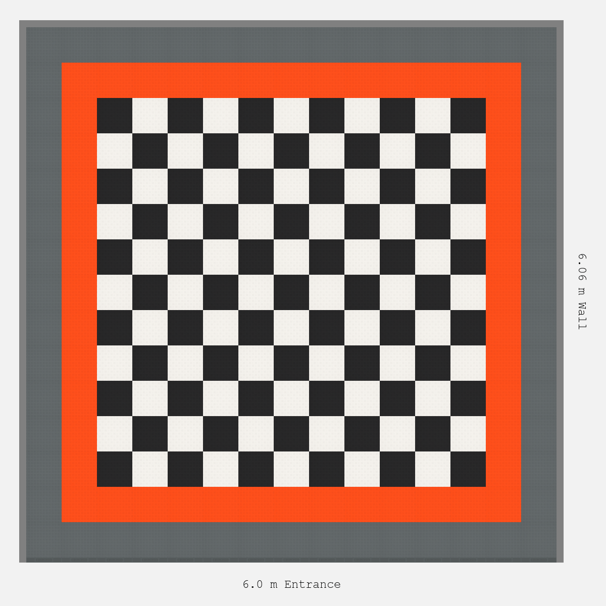 ULTRATUFF Double Border Chequer Infill Design Outer: Space Grey - Inner: Lava Orange - Infill: Jet Black - Alpine White