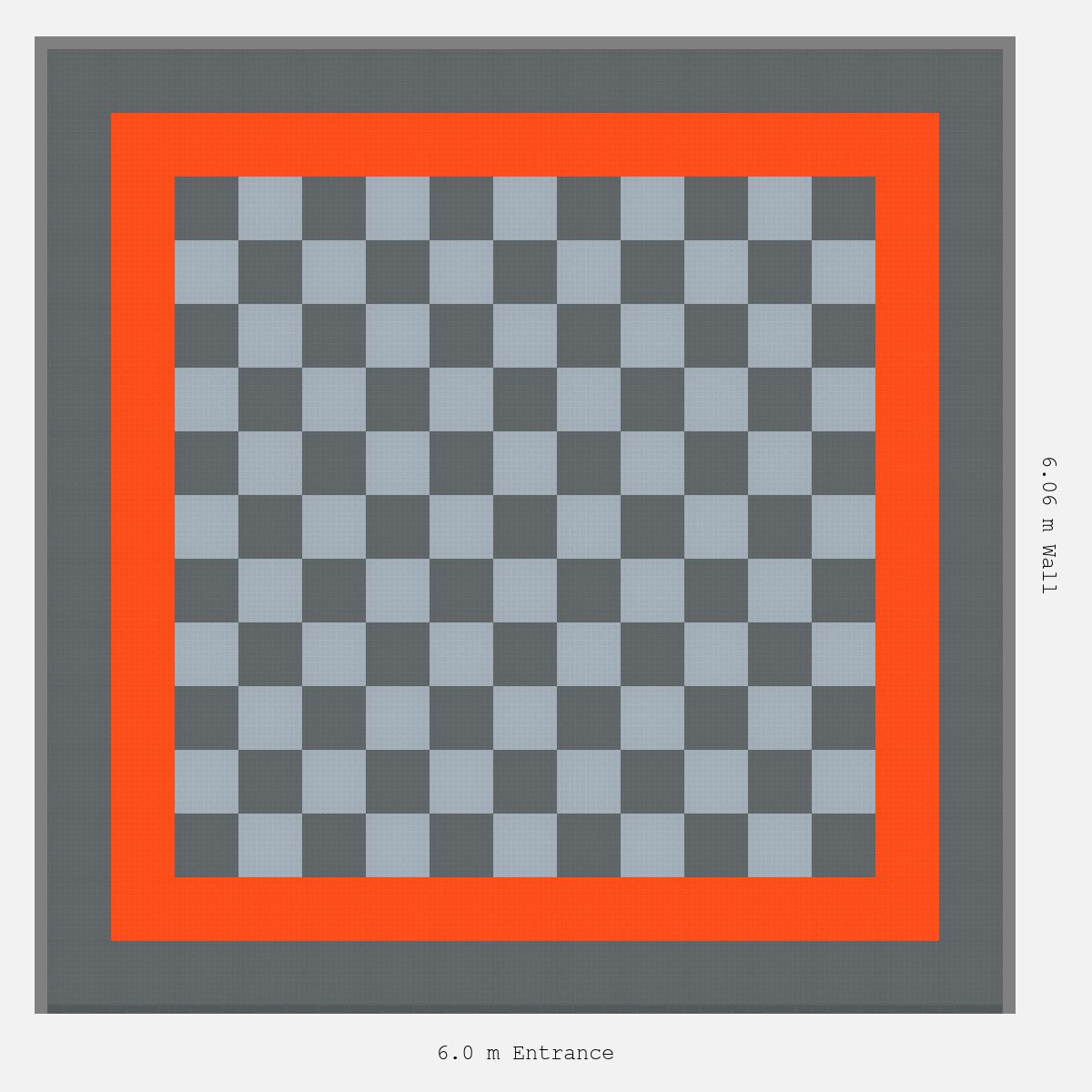 ULTRATUFF Double Border Chequer Infill Design Outer: Space Grey - Inner: Lava Orange - Infill: Space Grey - Silver Grey