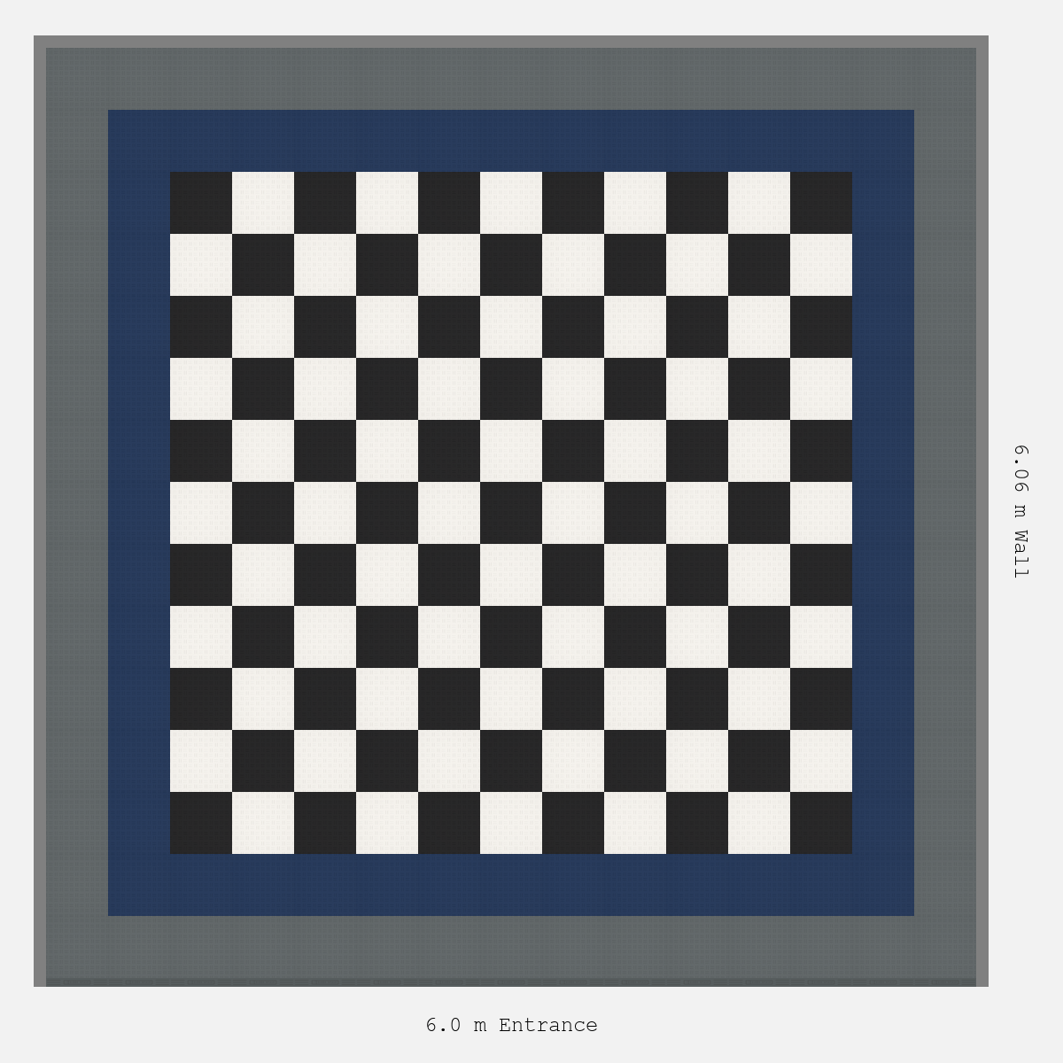 ULTRATUFF Double Border Chequer Infill Design Outer: Space Grey - Inner: Night Blue - Infill: Jet Black - Alpine White