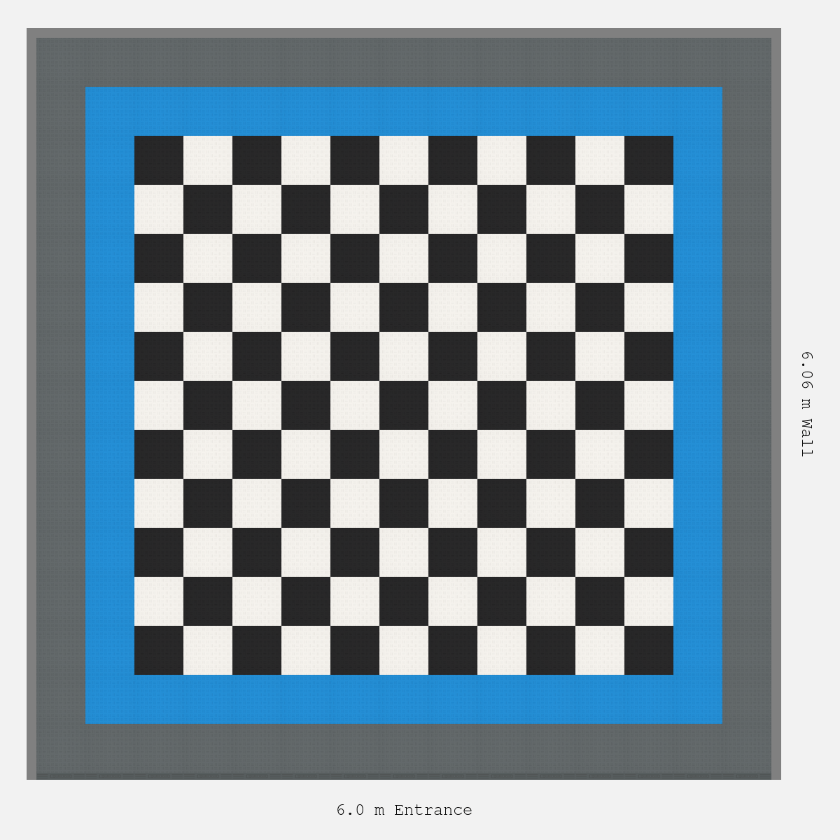 ULTRATUFF Double Border Chequer Infill Design Outer: Space Grey - Inner: Riviera Blue - Infill: Jet Black - Alpine White