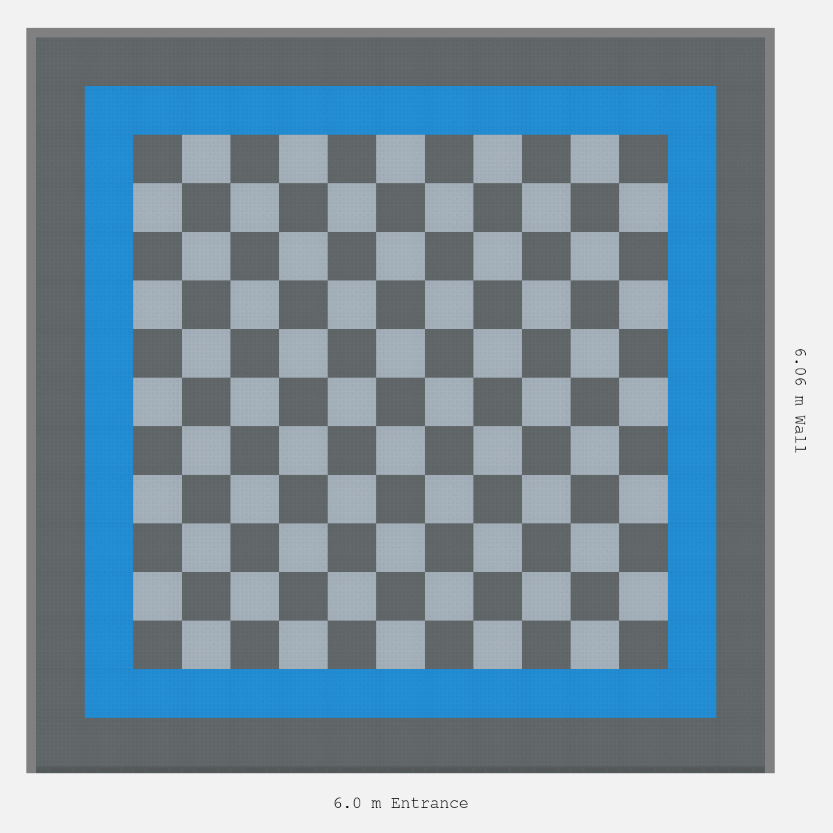 ULTRATUFF Double Border Chequer Infill Design Outer: Space Grey - Inner: Riviera Blue - Infill: Space Grey - Silver Grey